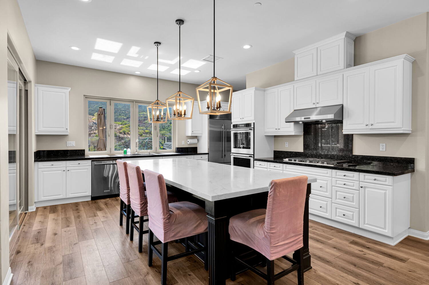 Kitchen and island